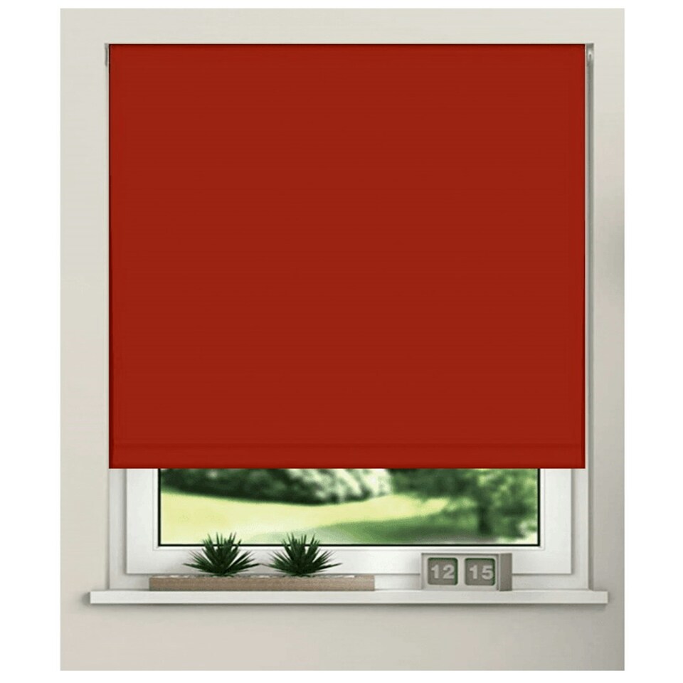 image 1 of 95cm Red Trimmable Thermal Blackout Roller Blinds Grey | Grey