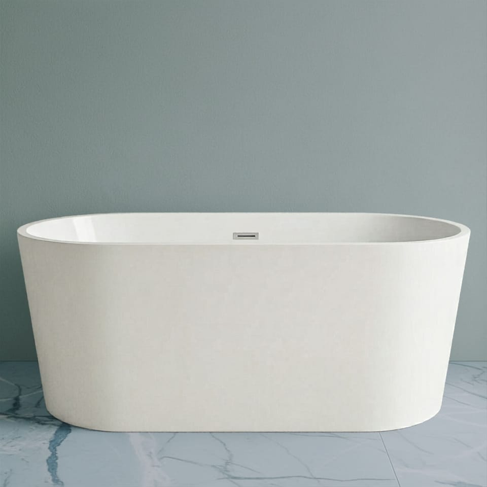 image 1 of Balterley Contemporary Oval Freestanding Bath: Modern Double-Ended Luxury Acrylic Bath | White | White | 1500 x 730 x 590mm