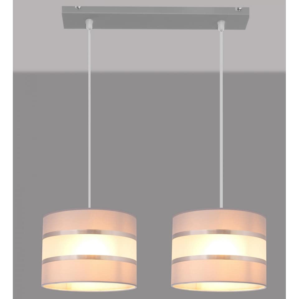 image 1 of Helen Straight Bar Pendant Ceiling Light Grey, Silver 45cm
