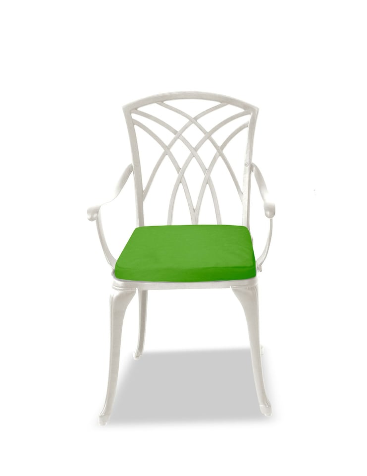 image 1 of Centurion Supports OSHOWA Luxurious Garden and Patio Table and 2 Large Chairs with Armrests Cast Aluminium Bistro Set - White with Green Cushions
