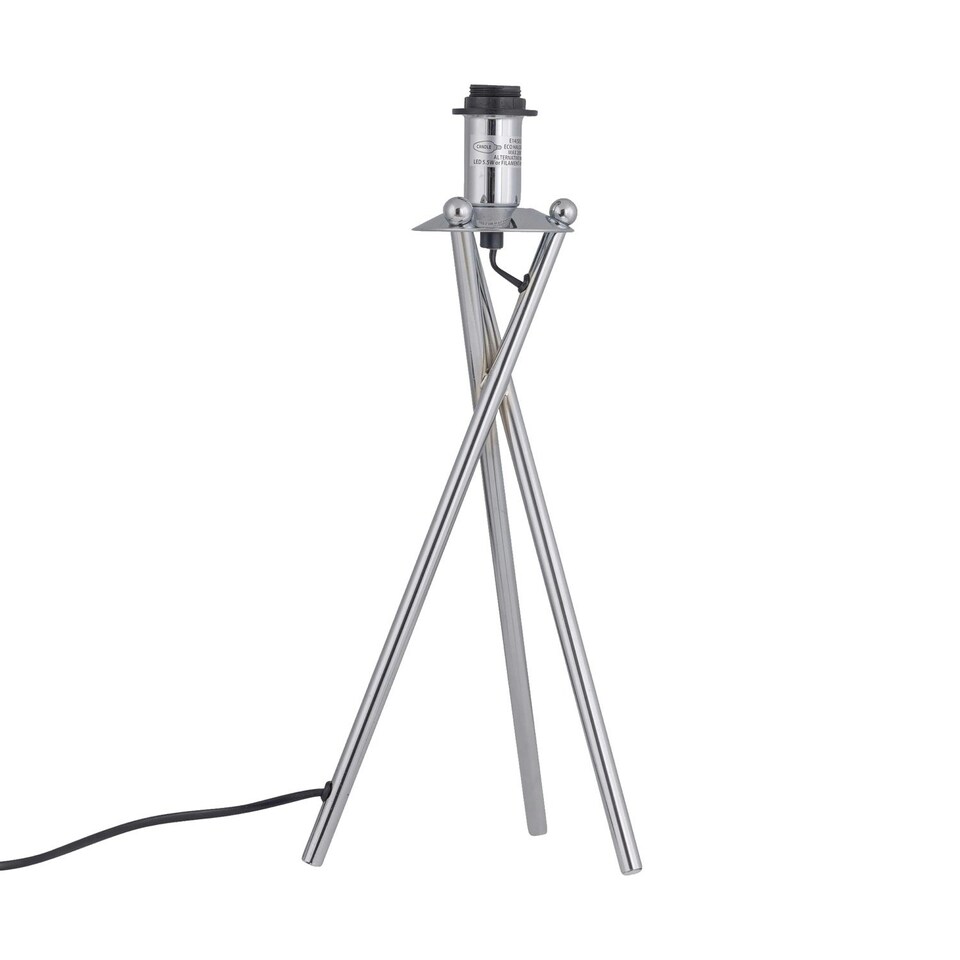 image 1 of First Choice Lighting Set of 2 Tripod Table Lamps with Grey Cotton Fabric Shades Chrome | Grey