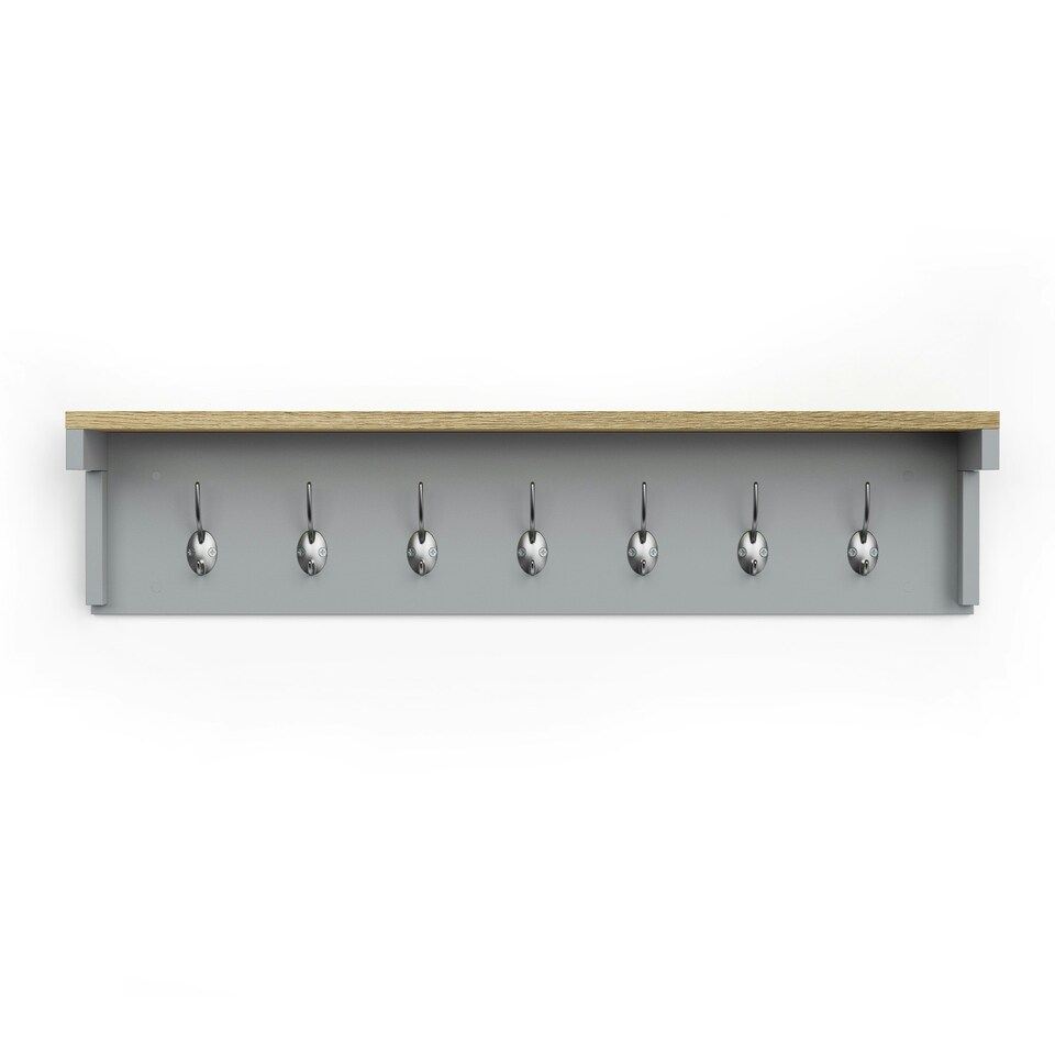 image 1 of VonHaus Ash Hall Grey Wall Mounted  Coat Hooks with Shelf Grey | One Size