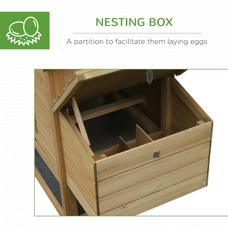 image 1 of PawHut Chicken Coop Hen Cage Small Animal Hutch Nesting Box Outdoor Run Natural