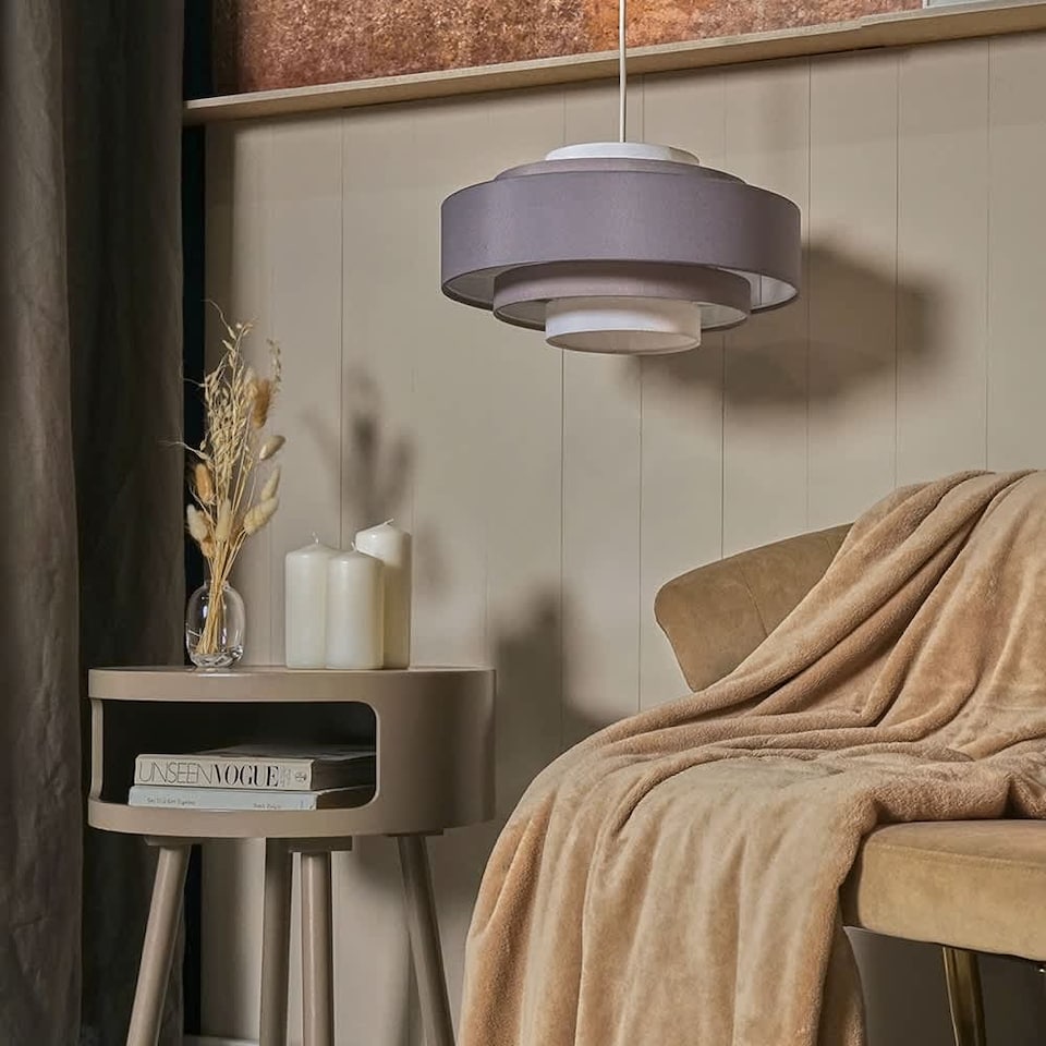 image 1 of ValueLights Hampshire Grey Ceiling Pendant Shade & Bulb | Grey