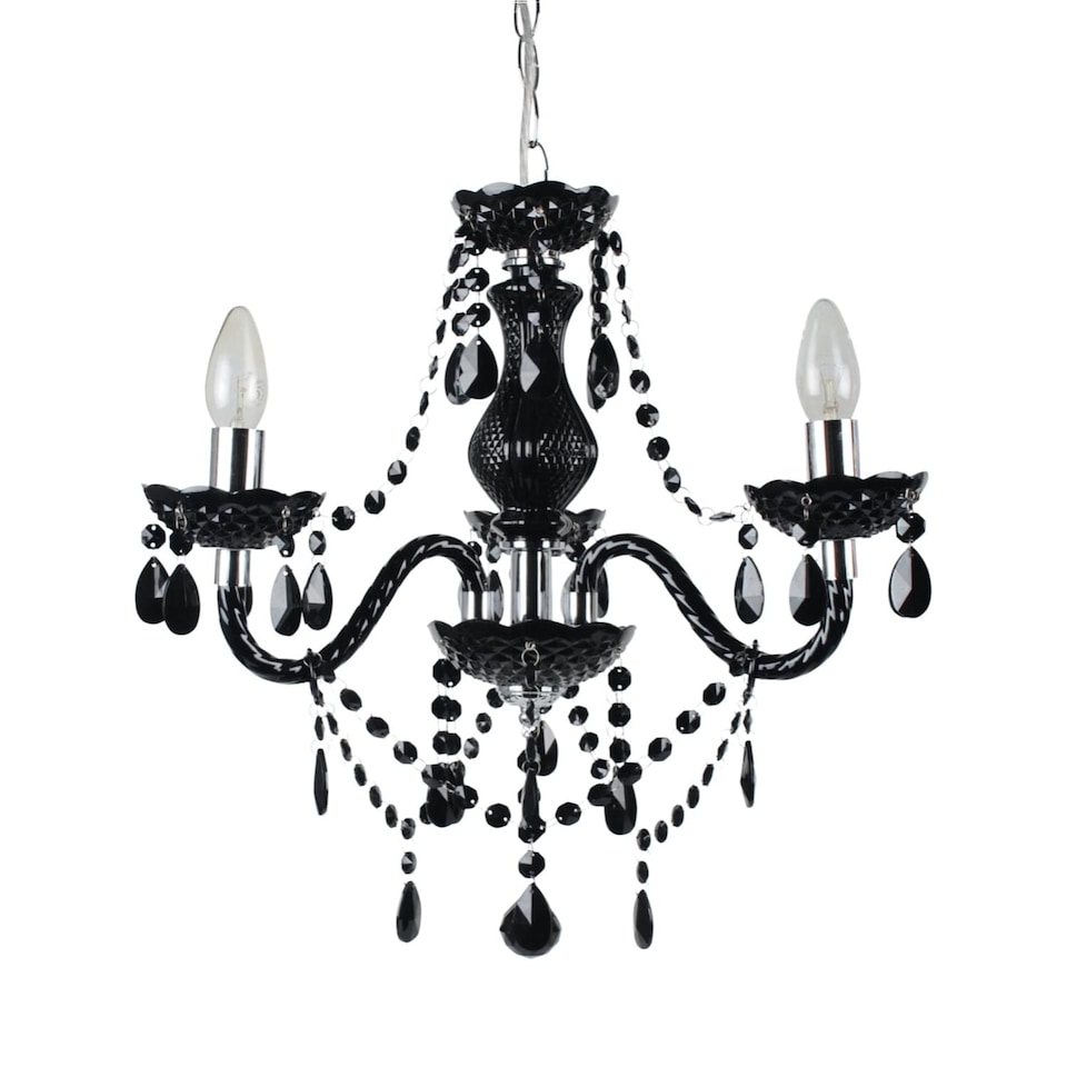 image 1 of Black and Chrome Marie Therese Style 3 x 40W Chandelier | Black | Chrome | 1