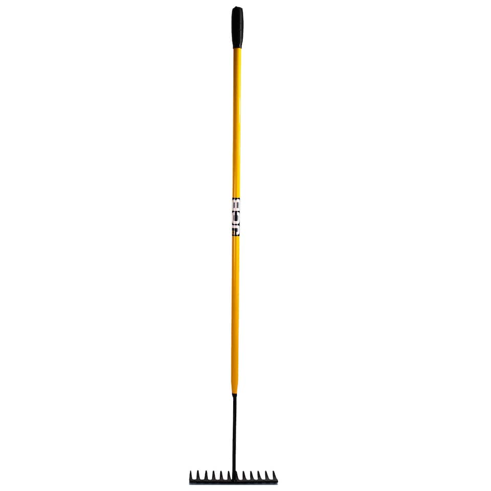 image 1 of JCB 12 Teeth Garden Rake, 150cm x 30cm Head, Tubular Steel Gardening Landscaping JCBGR01