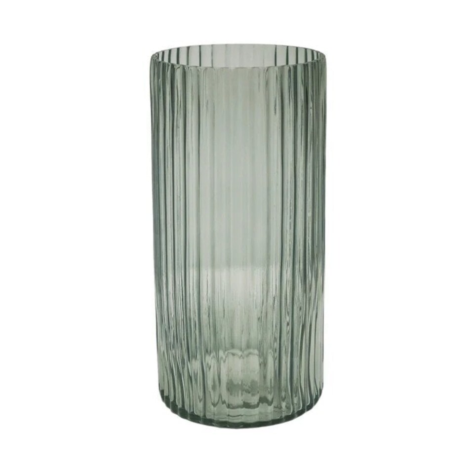 image 1 of Daphne Ribbed Vase - Glass - L15 x W15 x H23 cm - Sage Clear