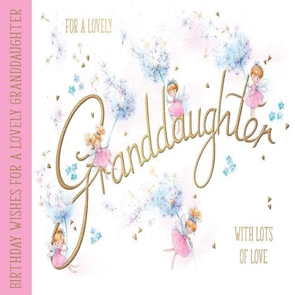 Words 'n' Wishes - Granddaughter 'Happy Birthday' Card - Lovely Design with Fairies and Dandelions - Girls