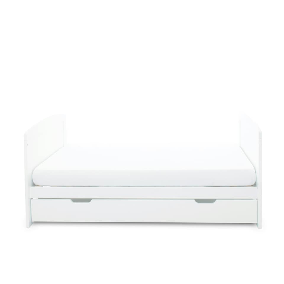 image 1 of Coleby Classic Cot Bed & Underdrawer - Convertible Cot, Birth to 4 Years, Adjustable Base & Teething Rails (White)