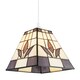 image 2 of Square Purple and Amber Stained Glass Tiffany Pendant Lighting Shade Purple