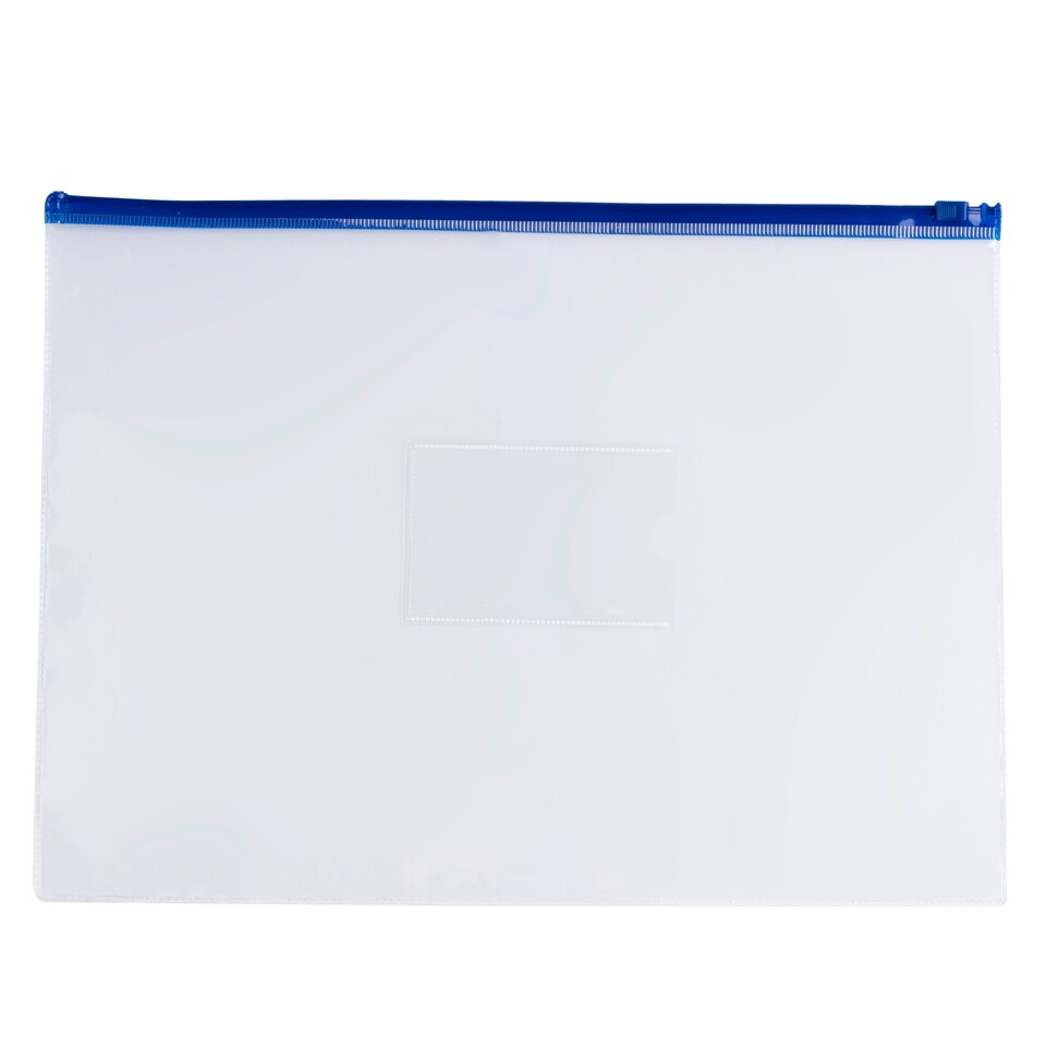 image 1 of Pack of 12 A3 Clear Zippy Bags with Blue Zip