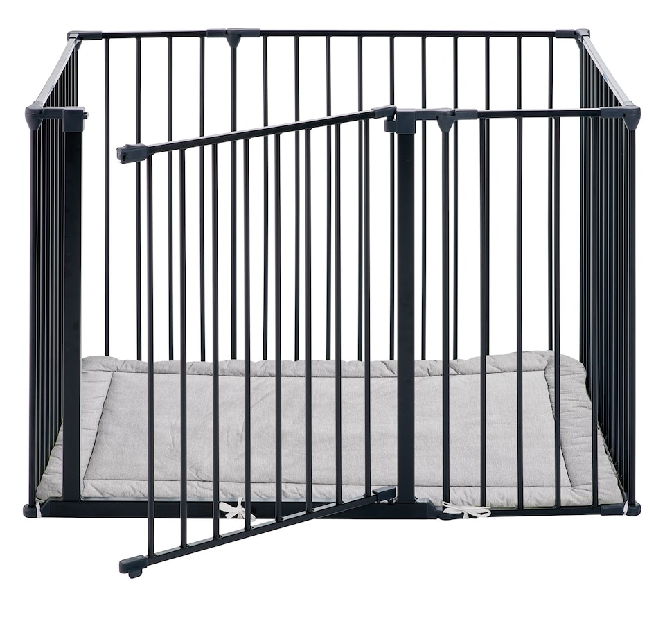 BabyDan OLAF 3-in-1 Rectangle Playpen & Safety Gate with Play Mat, 70 x 102cm Black