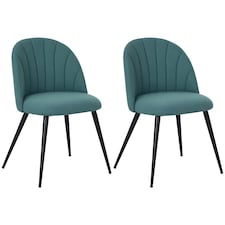 HOMCOM Set of 2 Dining Chairs with Shell Backrest and Padded Seat Green