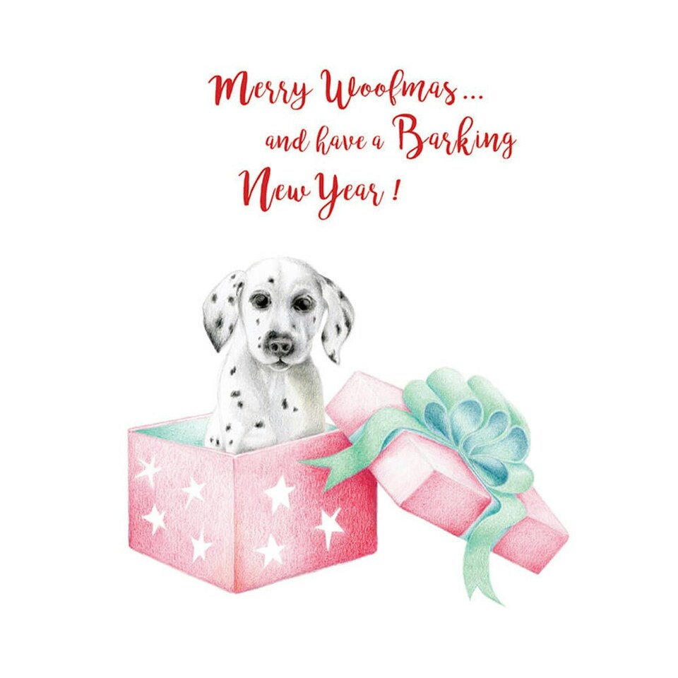 image 1 of Deckled Edge Merry Woofmas Christmas Card - Multicoloured - One Size