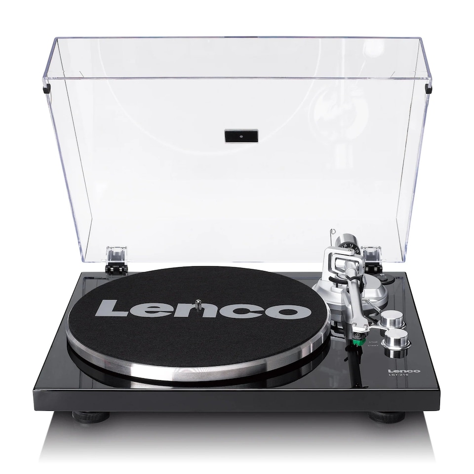 image 1 of LENCO LBT-215BK - Record player with Bluetooth and a metal platter, tonearm, and counterweight - Exclusive Piano Black finish