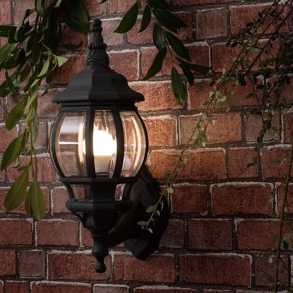 image 1 of ValueLights Windsor Black Outdoor Security Lantern Wall Light