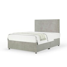 Majestic 1000 Pocket Sprung Seal Grey Naples Velvet Divan Set And Valencia Headboard King Size