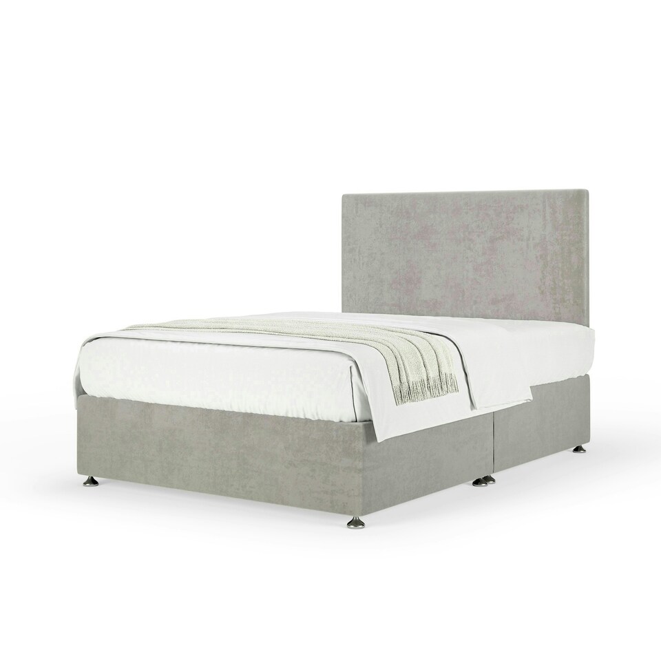 image 1 of Majestic 1000 Pocket Sprung Seal Grey Naples Velvet Divan Set And Valencia Headboard King Size