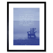 Life Like Ocean Calm Rouch Still Beautiful Quote 9x7" Black Framed Wall Art Print