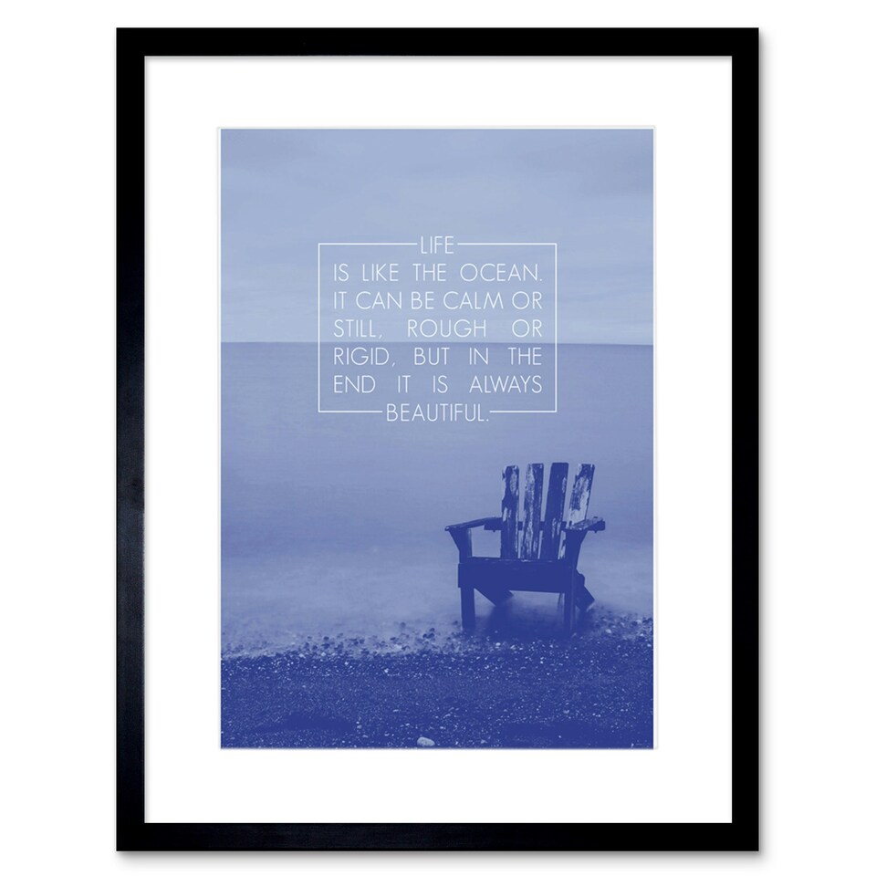 image 1 of Life Like Ocean Calm Rouch Still Beautiful Quote 9x7" Black Framed Wall Art Print