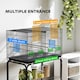 image 6 of PawHut Bird Cage with Divider, 4 Wooden Perches, Slide Out Tray, Black