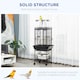image 7 of PawHut 156cm Bird Cage,Large Parrot Cage with Open Play Top, Perch, Seed Guard, Wheels, Storage Shelf for Budgie, Cockatiel, Conure, Lovebird, Dark Grey