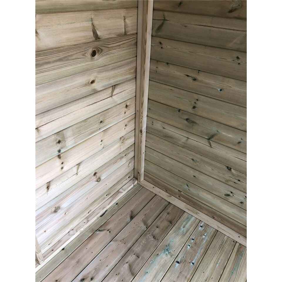 image 1 of 9 x 9 Pressure Treated T&G Apex Summerhouse + LONG WINDOWS + Overhang + Safety Toughened Glass + Euro Lock with Key (9' x 9' / 9ft x 9ft) (9x9)