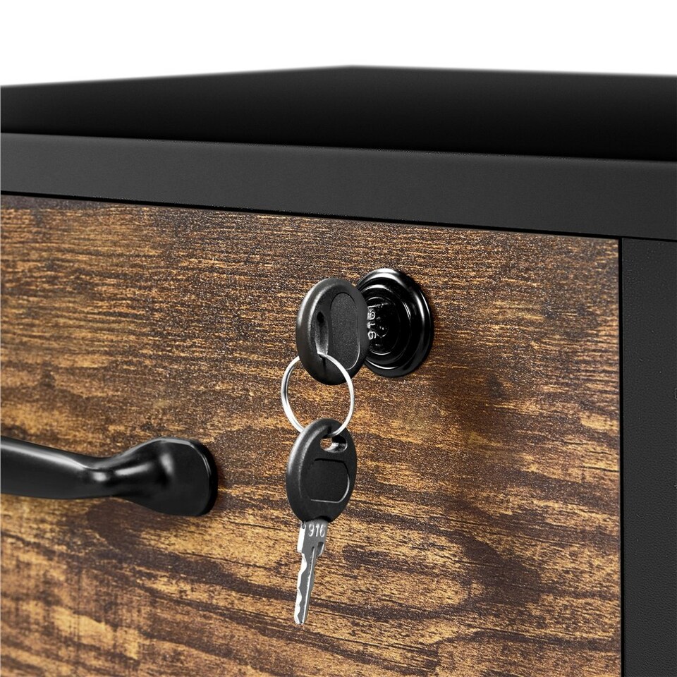 image 1 of Yaheetech 3-Drawer and 2- Open Shelf Vintage File Cabinet