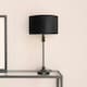 image 2 of ValueLights Maggie Black Candlestick Table Lamp with Black Velvet and Gold Inner Lamp Shade and LED Bulb Black