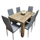 image 1 of Dining Table and 6 Chairs Rustic Effect Wood Table 6 Grey Leather Chairs Dining Room Brown