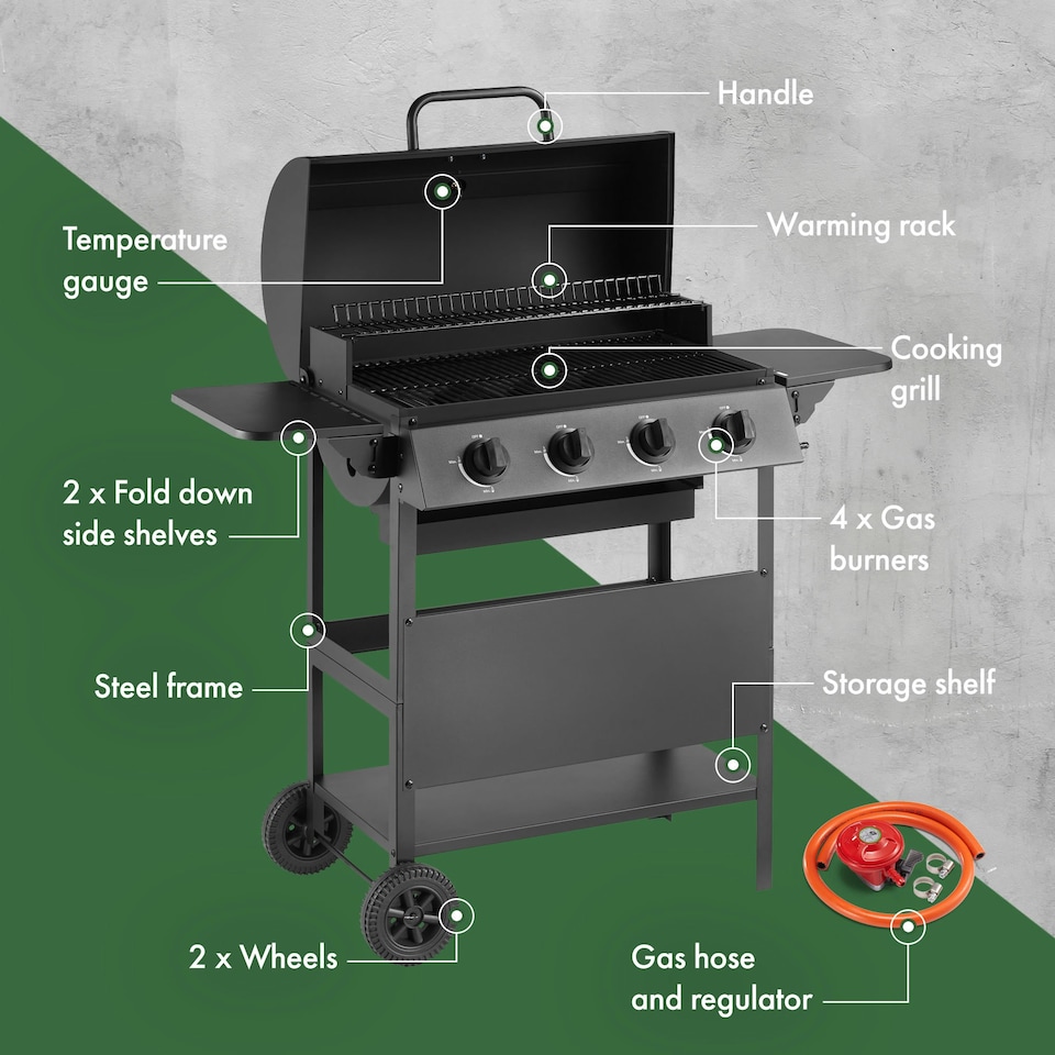 image 1 of VonHaus Gas BBQ with 4 Burners