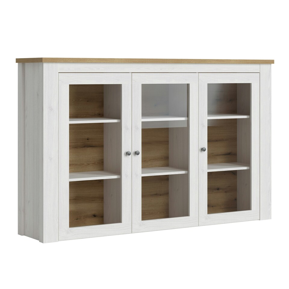 image 1 of Celesto 3 Door Display Top Unit in White and Oak