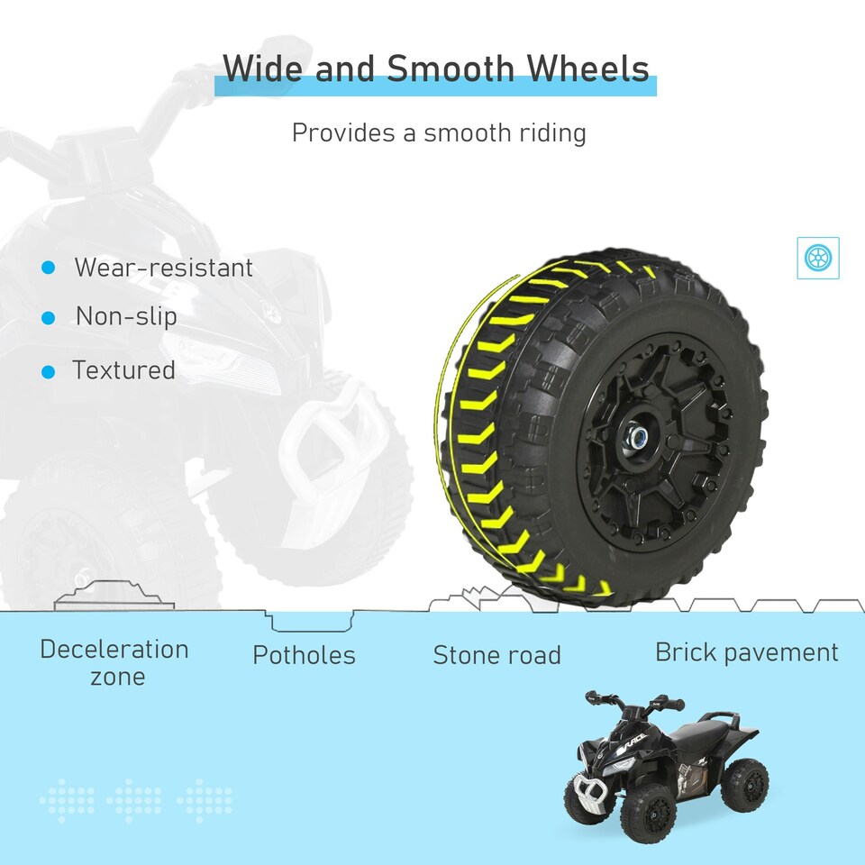 image 1 of HOMCOM No Power Quad Toddler Ride on Car Foot-to-Floor Sliding Black