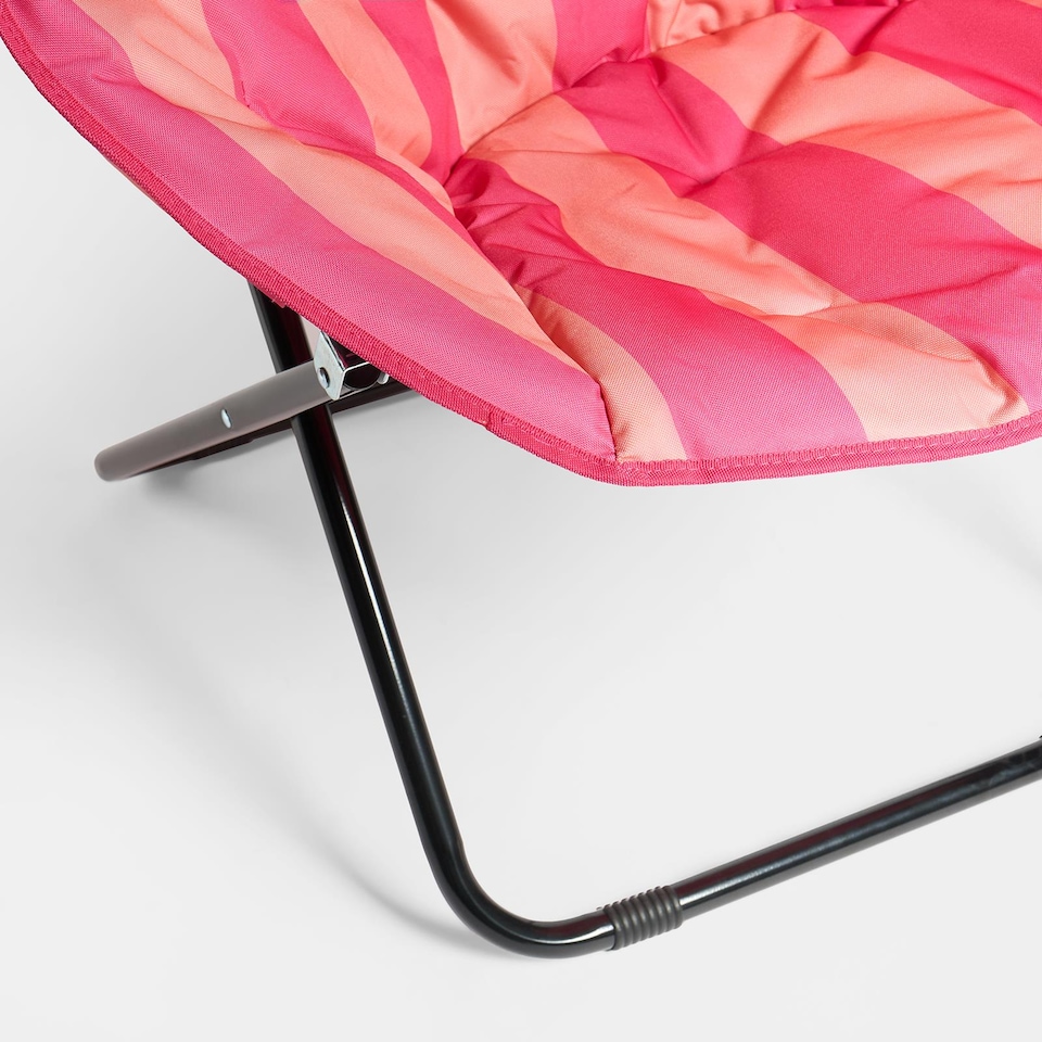 image 1 of OHS Stripe Moon Camping Chair Round Folding Outdoor Garden Seat | Multi | Pink/Orange