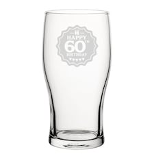 Personalised Happy 60th Birthday Engraved Novelty Tulip Pint Glass