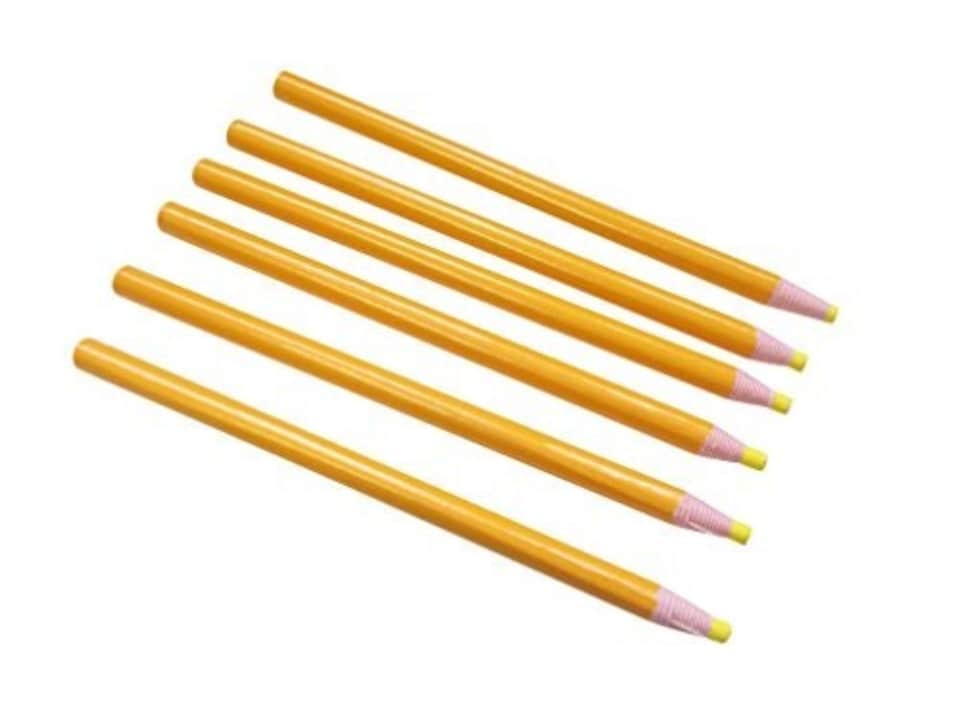 image 1 of Pack of 12 Yellow Chinagraph Pencils by Janrax - Peel Off China Markers