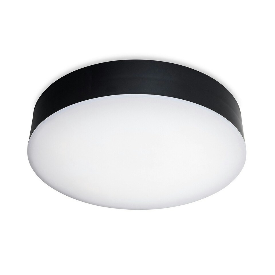 Glaze LED Resin Flush Ceiling Fitting Black with White Polycarbonate Diffuser IP65