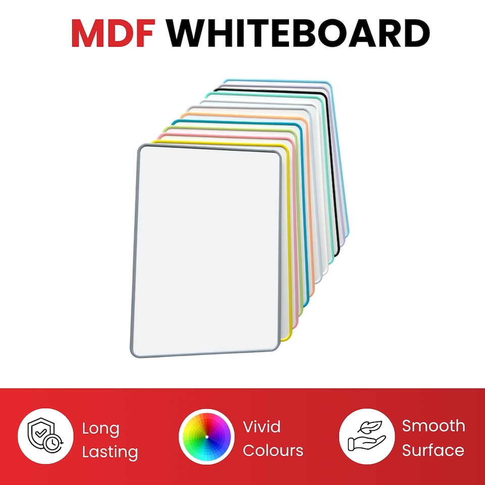 image 1 of Pack of 6 A4 Double Sided Magnetic Erasable MDF Plain Whiteboards With Yellow Border | Yellow | Yellow