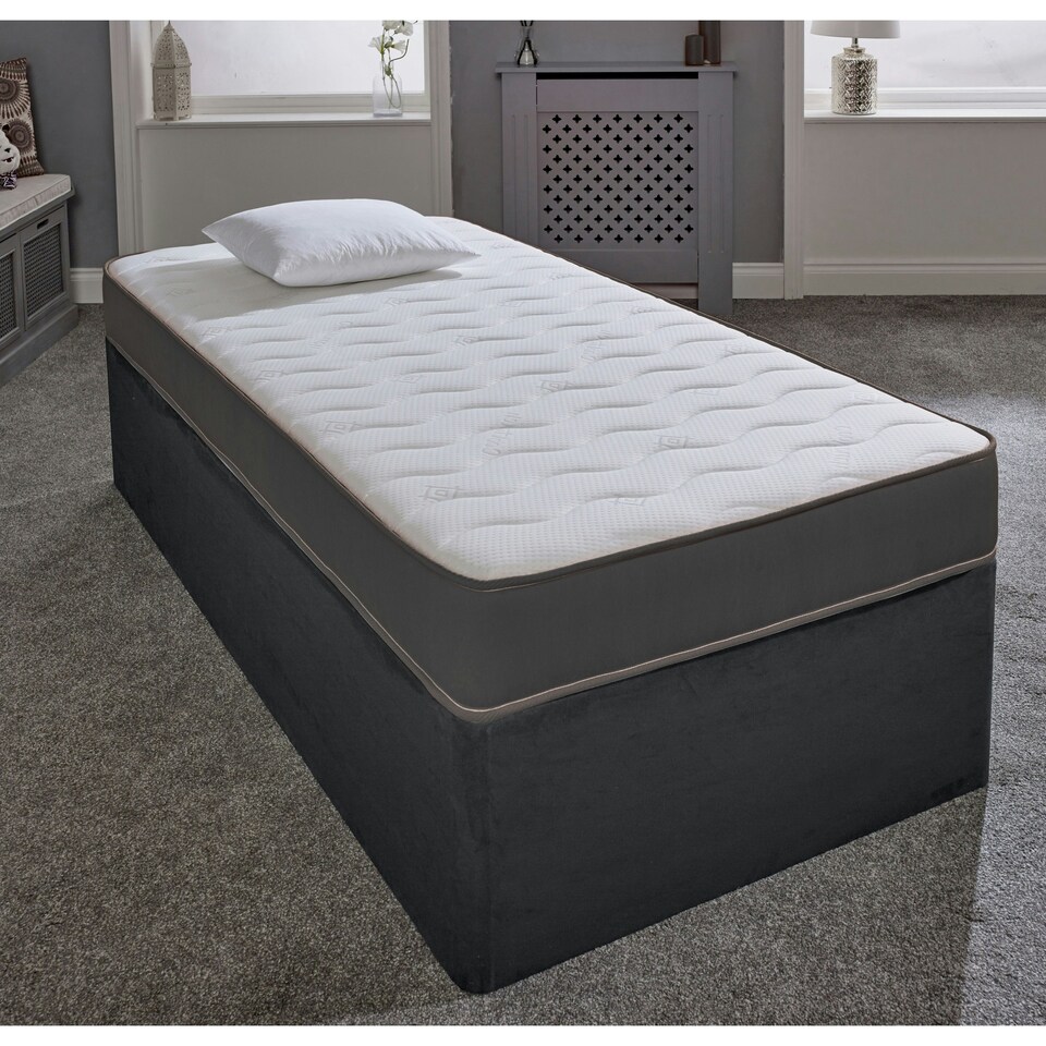 image 1 of Cooltouch Essentials Wave Grey Hybrid Spring & Memory Foam Mattress | Grey | Small Double