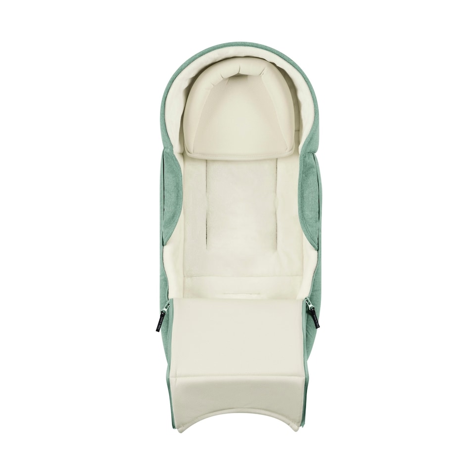 image 1 of Newborn Cocoon 2-in-1 Carrycot & Footmuff, Birth-6 Months, Universal Fit, Faux Fur Lining, Shower-resistant, Removable Head Support (Sage Green)