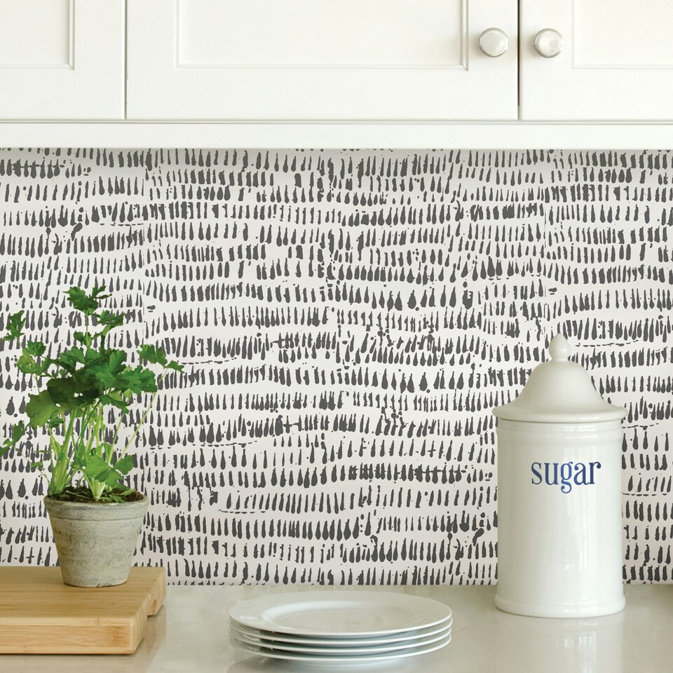 image 1 of NuWallpaper NU2678 Kylver Peel & Stick Wallpaper, White & Black Multi
