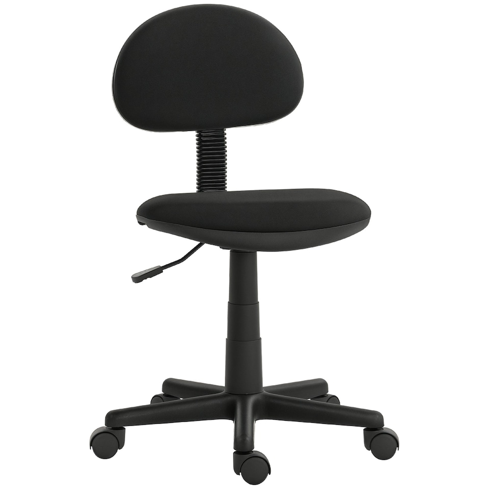 image 1 of HOMCOM Armless Office Chair with Adjustable Height 360° Swivel Wheels Black