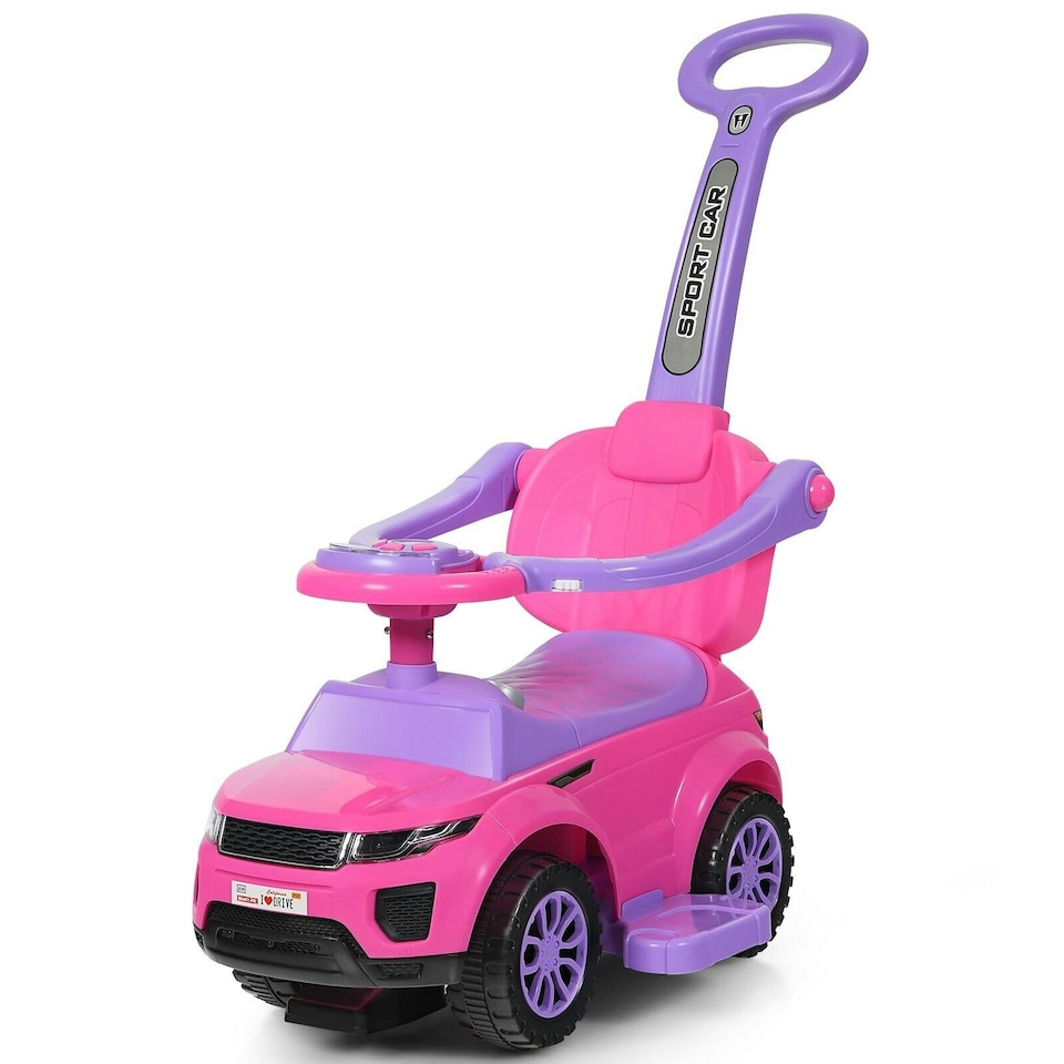 image 1 of COSTWAY 3 in 1 Ride on Push Car Stroller Sliding Walking Pink