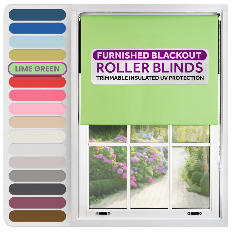 image 1 of Blackout Roller Blind 75cm Wide x 210cm Long | Green | Lime