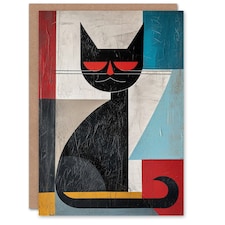 Cubist Colourful Pop Man Woman Girl Boy Cat Birthday Card