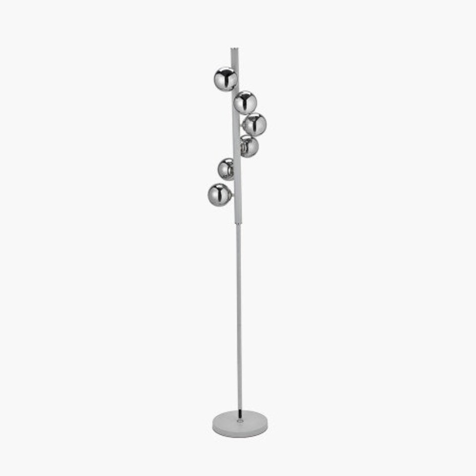 image 1 of Glass Ball and Grey Metal Floor Lamp For Living Room