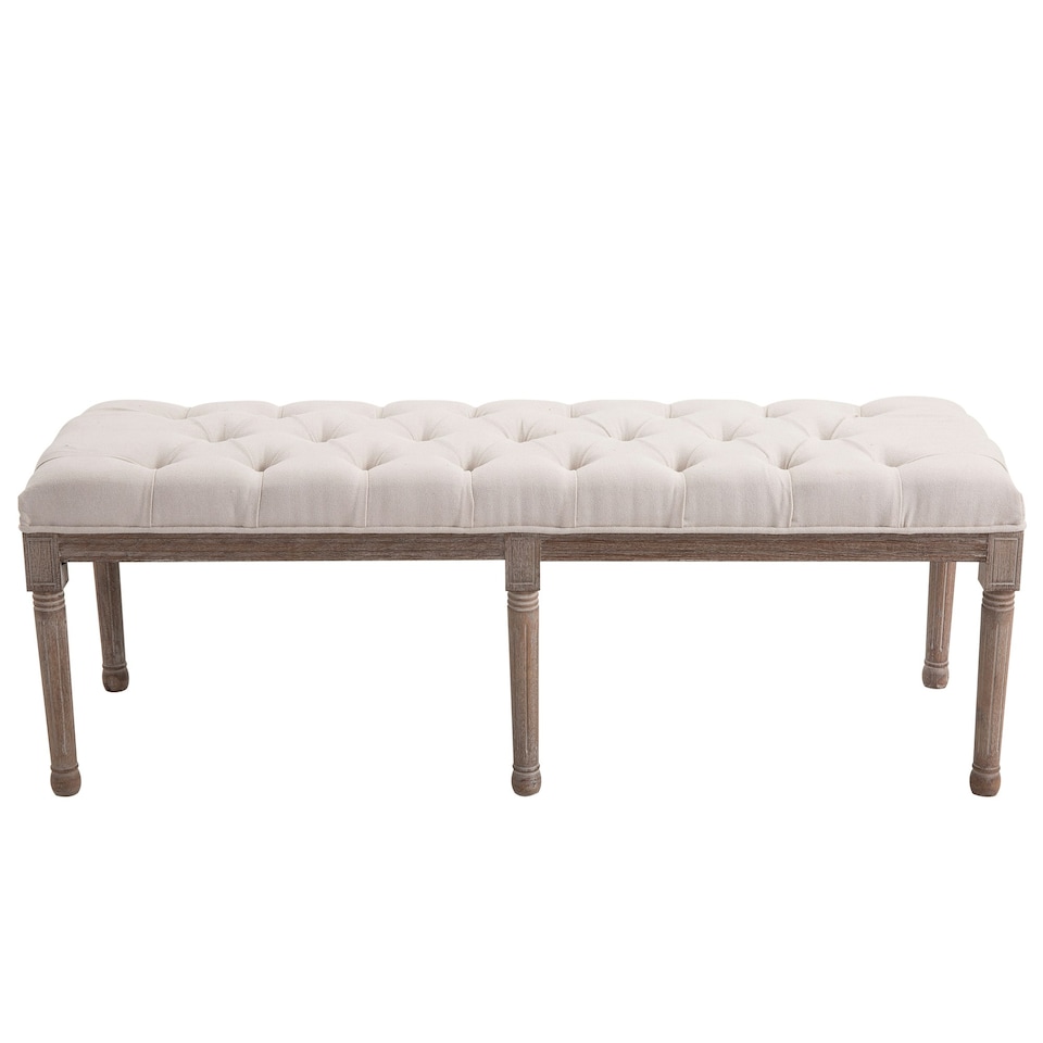 image 1 of HOMCOM Stool Bench 3 Person Chic Button Tufted Bedside Seat End Hallway