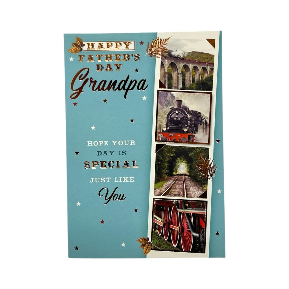 image 1 of For Grandpa Vintage Style Photographic Train Design Father's Day Card