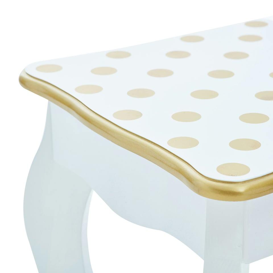 image 1 of Teamson Kids Polka Dot Vanity Table & Stool with Storage, White/Gold