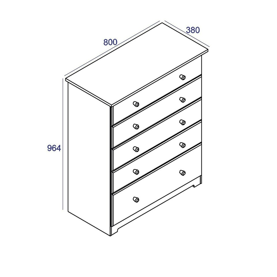 image 1 of Colorado, 5 Drawer Chest White